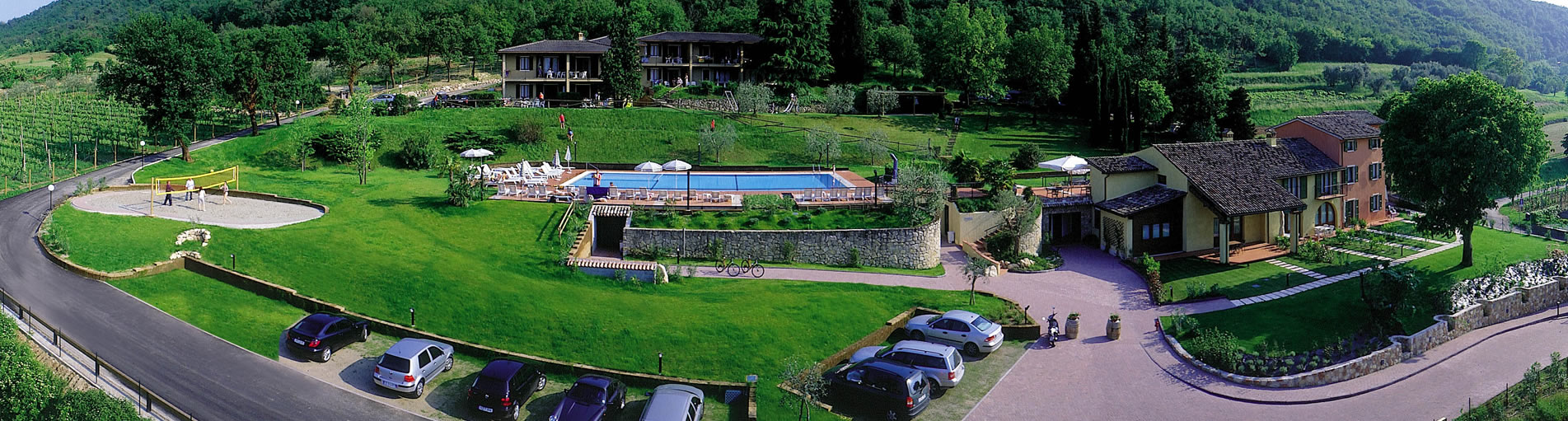 The park with pool and beach volley court from above